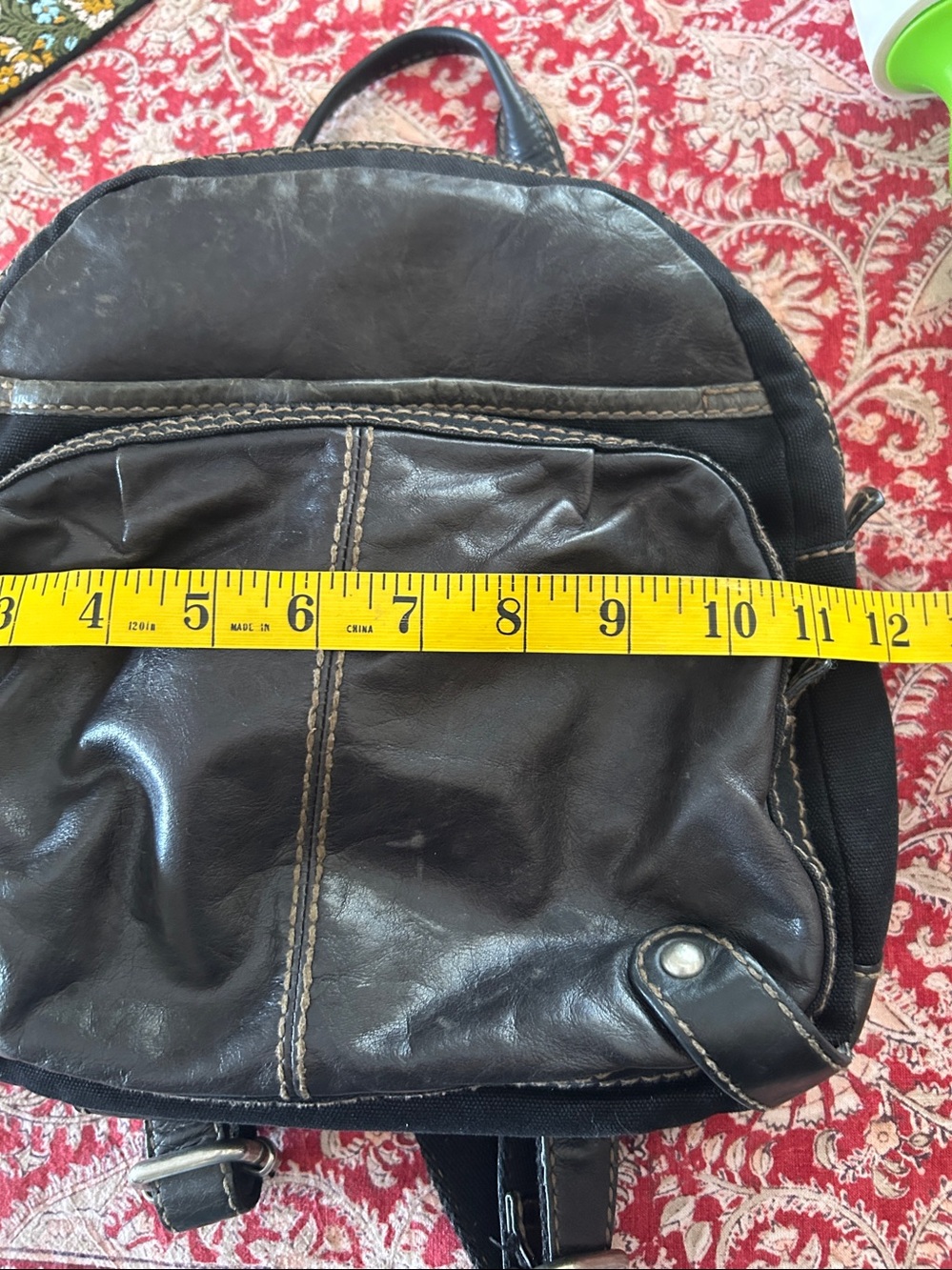 Vintage Fossil Leather & Canvas Mini Backpack - Picture 6 of 7